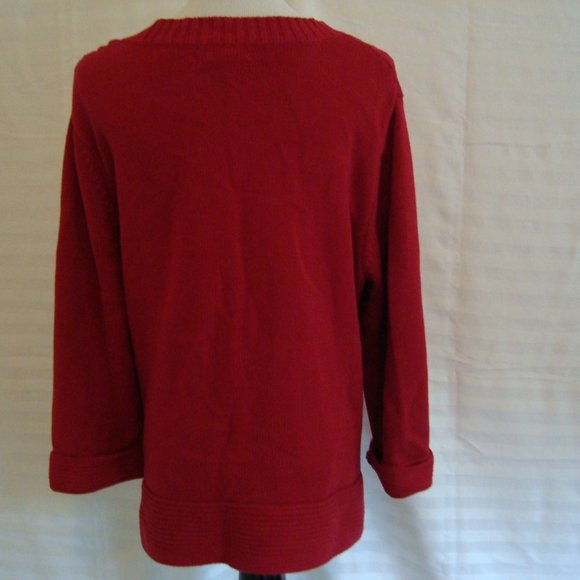 Croft & Barrow Burgundy Red Sweater Cardigan Button Front 3/4 Sleeve sz XL - Picture 7 of 11